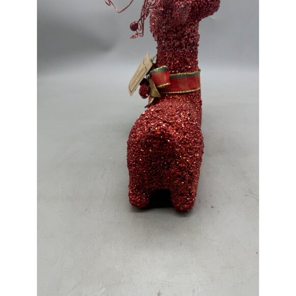 Handcrafted Christmas Red Glitter Reindeer Figurine Spiral Antlers 1" Tall READ - Picture 7 of 8